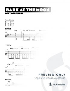 Ozzy Osbourne Bark at the Moon - Guitar Tab Intro and Solo Lesson 
